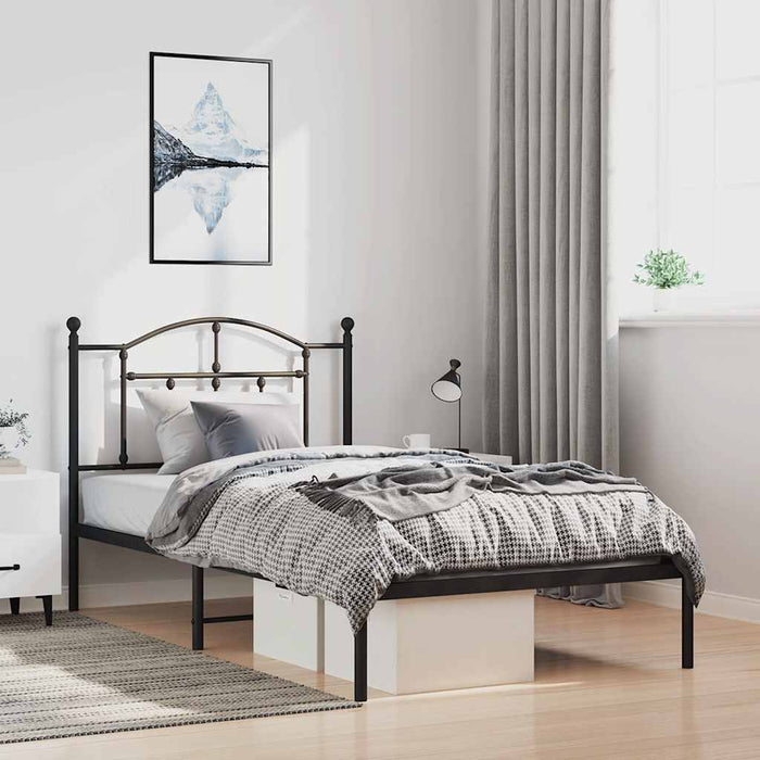 Cadru de pat din metal cu tăblie, negru, 100x200 cm - WALTI WALTI