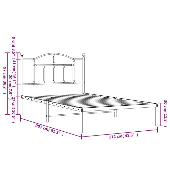 Cadru de pat din metal cu tăblie, negru, 107x203 cm - WALTI WALTI