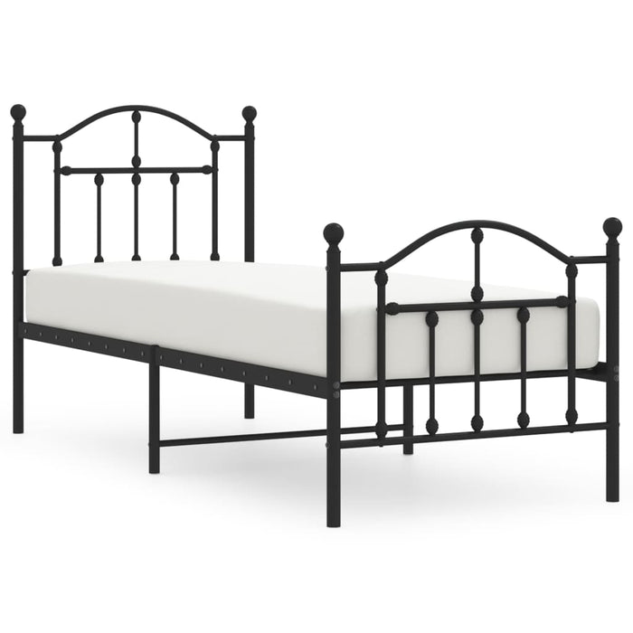 Cadru pat metalic cu tăblii de cap/picioare, negru, 75x190 cm WALTI