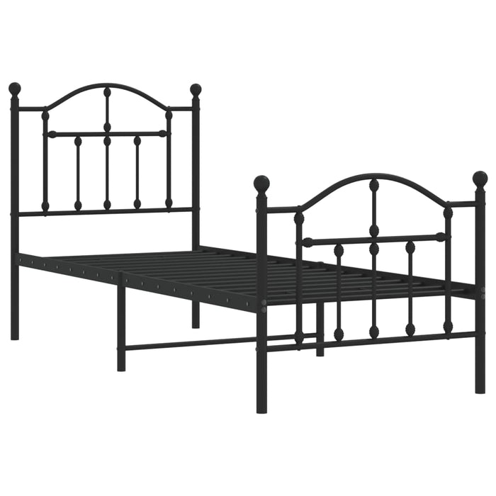 Cadru pat metalic cu tăblii de cap/picioare, negru, 75x190 cm WALTI
