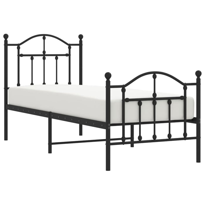 Cadru pat metalic cu tăblii de cap/picioare, negru, 75x190 cm WALTI