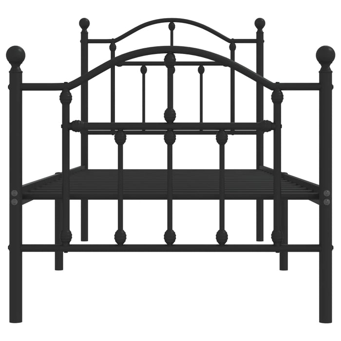 Cadru pat metalic cu tăblii de cap/picioare, negru, 75x190 cm WALTI