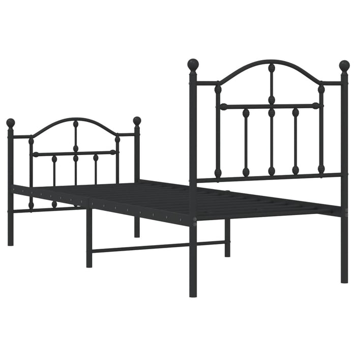 Cadru pat metalic cu tăblii de cap/picioare, negru, 75x190 cm WALTI