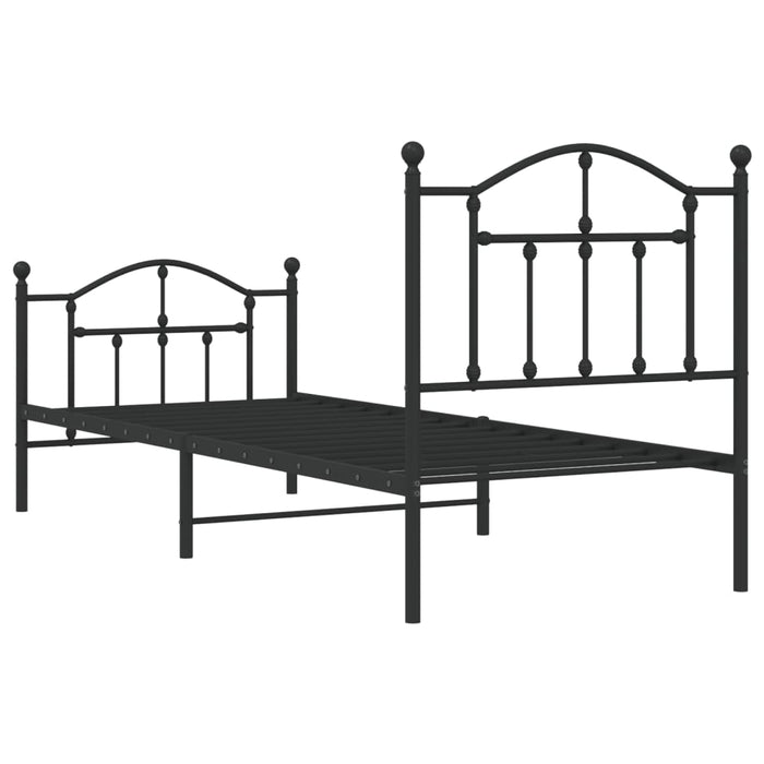 Cadru pat metalic cu tăblii de cap/picioare, negru, 80x200 cm - WALTI WALTI