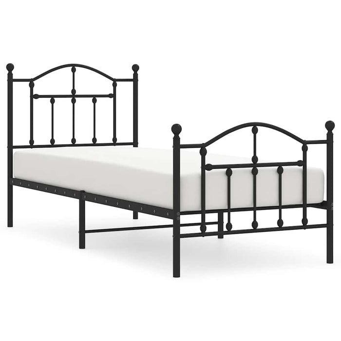 Cadru pat metalic cu tăblii de cap/picioare, negru, 90x190 cm - WALTI WALTI