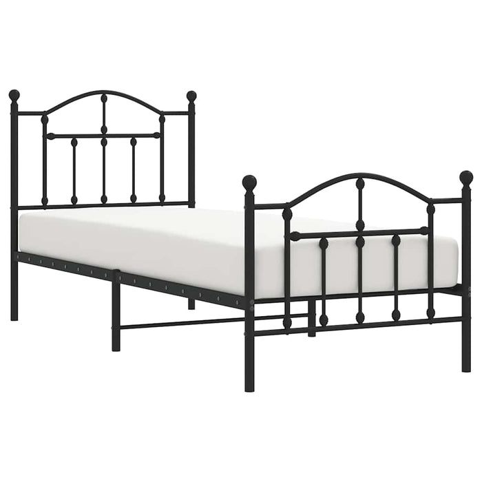 Cadru pat metalic cu tăblii de cap/picioare, negru, 90x190 cm - WALTI WALTI