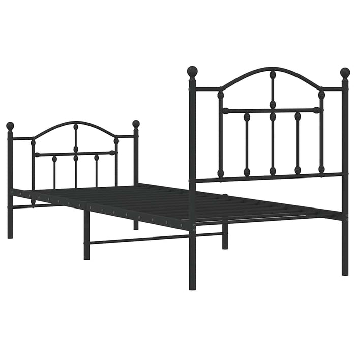 Cadru pat metalic cu tăblii de cap/picioare, negru, 90x190 cm - WALTI WALTI