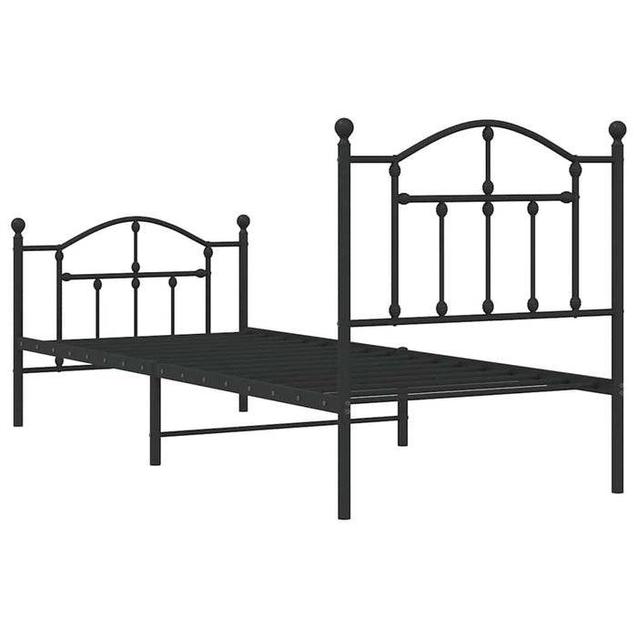Cadru pat metalic cu tăblii de cap/picioare, negru, 90x200 cm - WALTI WALTI
