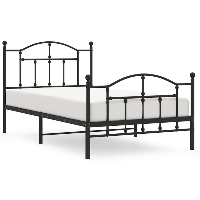 Cadru pat metalic cu tăblii de cap/picioare, negru, 100x190 cm - WALTI WALTI