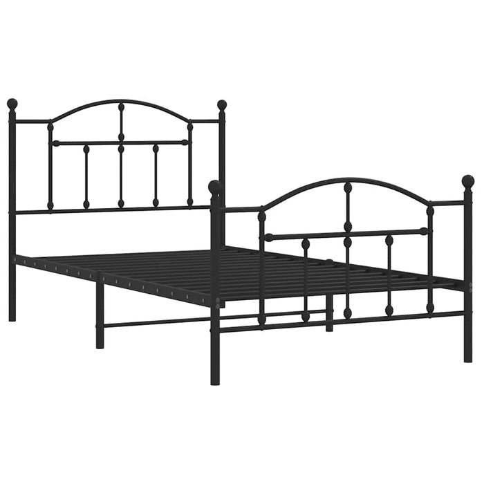 Cadru pat metalic cu tăblii de cap/picioare, negru, 100x190 cm - WALTI WALTI
