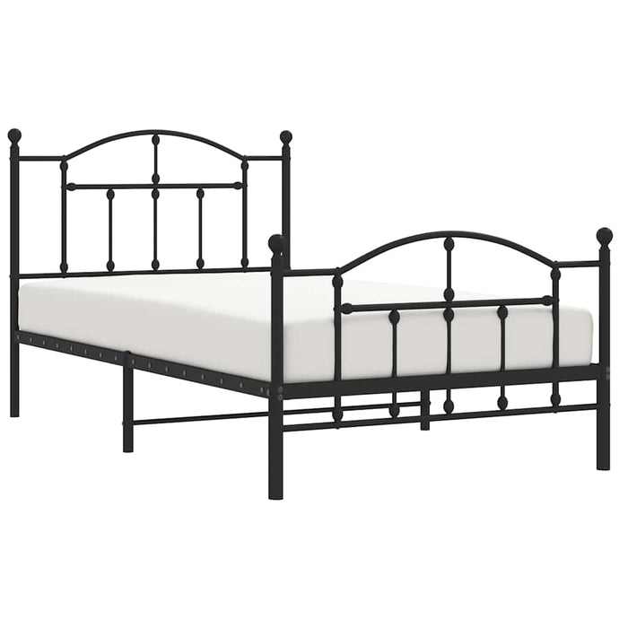 Cadru pat metalic cu tăblii de cap/picioare, negru, 100x190 cm - WALTI WALTI