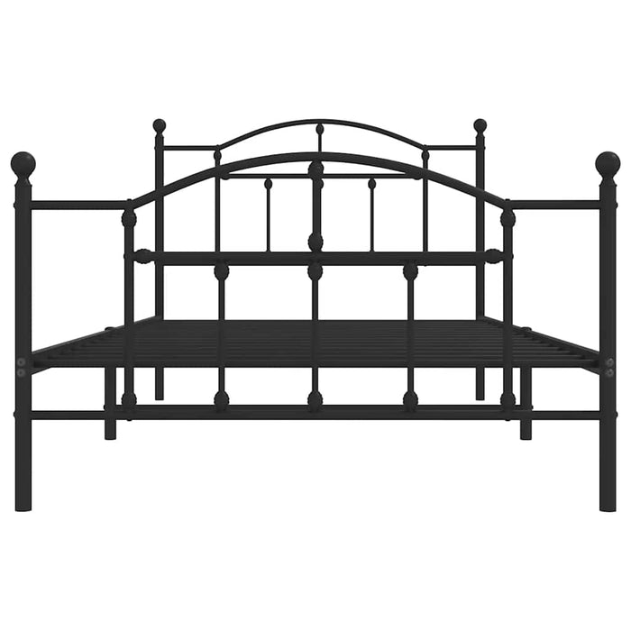 Cadru pat metalic cu tăblii de cap/picioare, negru, 100x200 cm WALTI