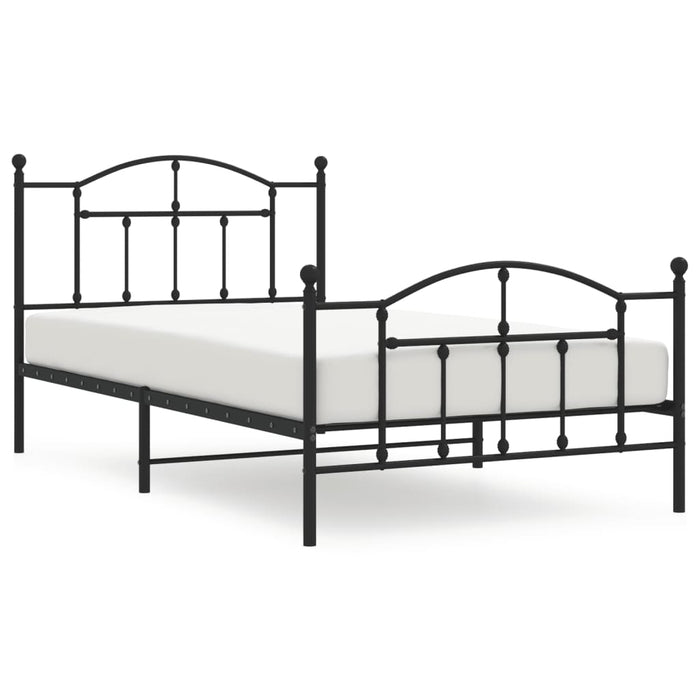 Cadru pat metalic cu tăblii de cap/picioare, negru, 107x203 cm - WALTI WALTI