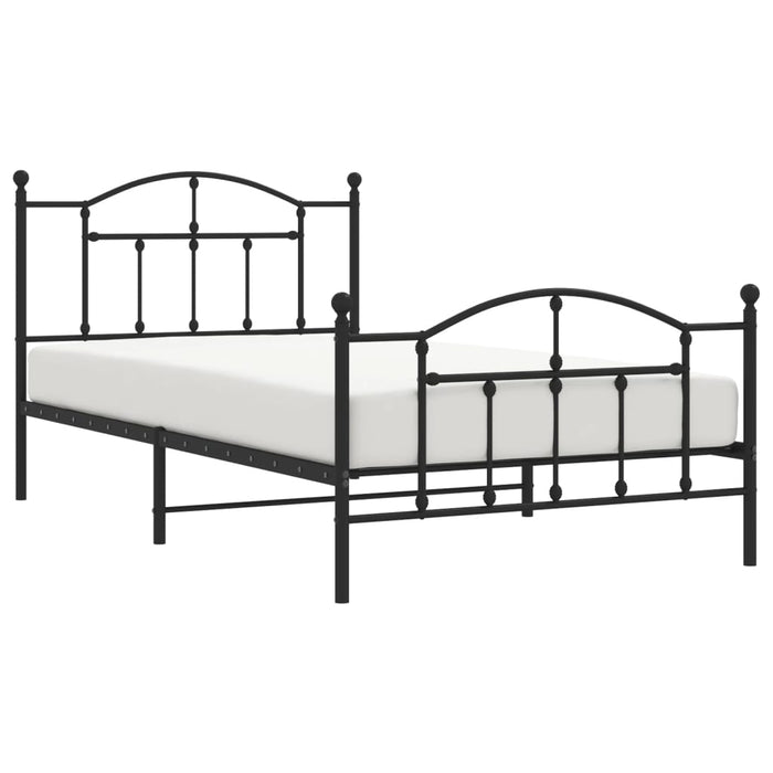 Cadru pat metalic cu tăblii de cap/picioare, negru, 107x203 cm - WALTI WALTI