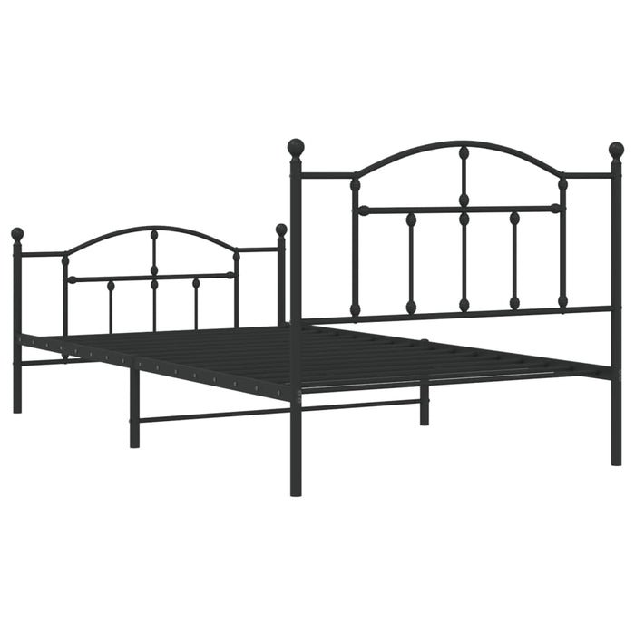 Cadru pat metalic cu tăblii de cap/picioare, negru, 107x203 cm - WALTI WALTI