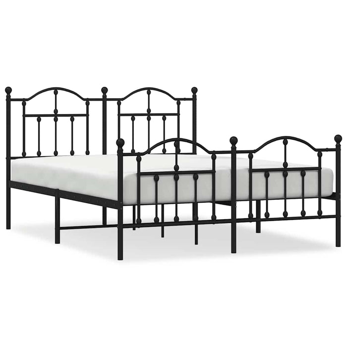 Cadru pat metalic cu tăblie de cap/picioare, negru, 135x190 cm - WALTI WALTI