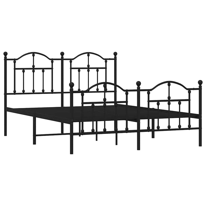 Cadru pat metalic cu tăblie de cap/picioare, negru, 135x190 cm - WALTI WALTI
