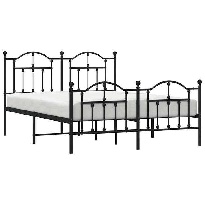 Cadru pat metalic cu tăblie de cap/picioare, negru, 135x190 cm - WALTI WALTI