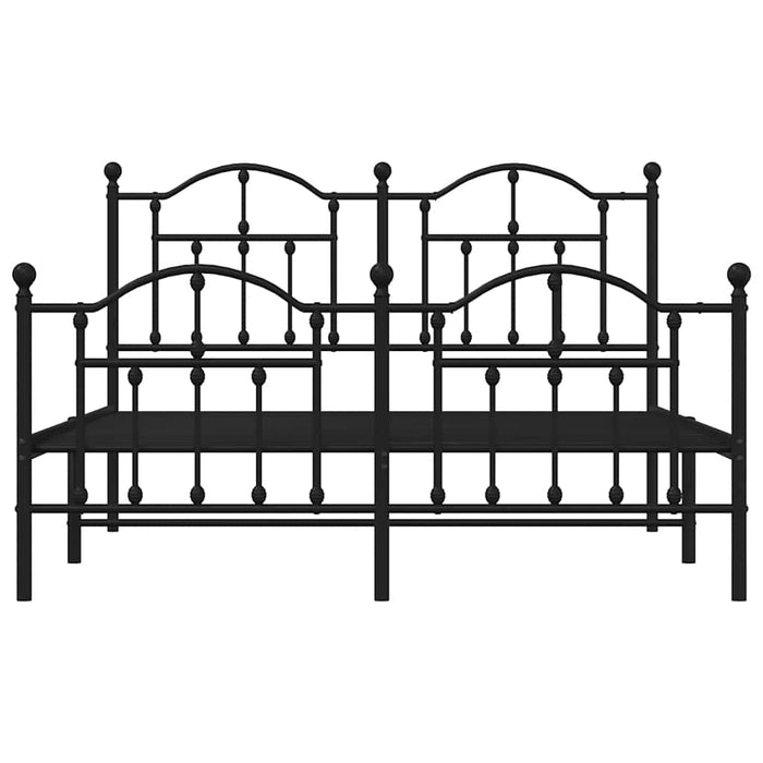 Cadru pat metalic cu tăblie de cap/picioare, negru, 135x190 cm - WALTI WALTI