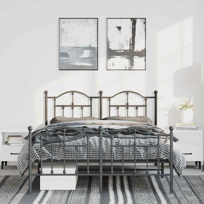 Cadru pat metalic cu tăblie de cap/picioare, negru, 150x200 cm - WALTI WALTI