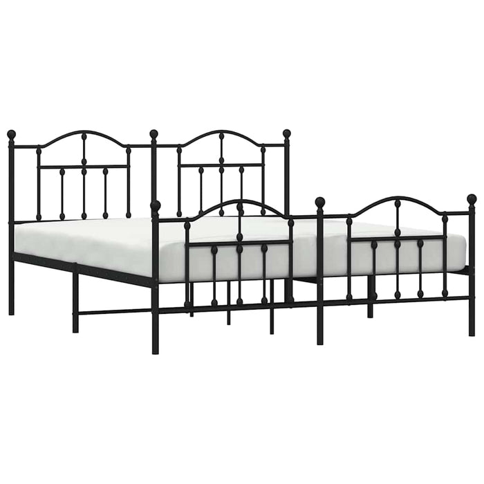Cadru pat fără saltea, cu tăblie picioare negru 160x200cm metal WALTI