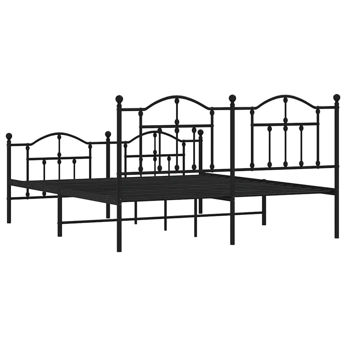 Cadru pat fără saltea, cu tăblie picioare negru 160x200cm metal WALTI
