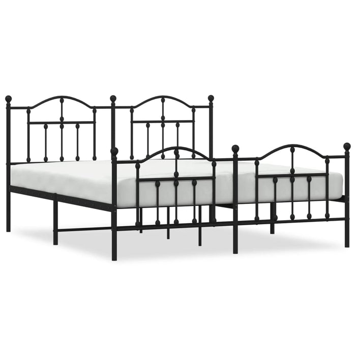 Cadru pat fără saltea, tăblie de picioare negru 180x200cm metal - WALTI WALTI