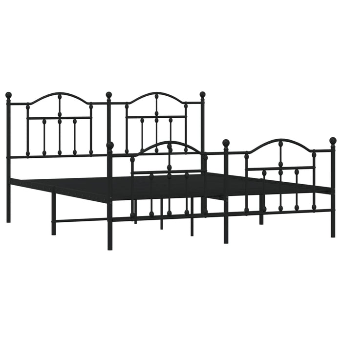 Cadru pat fără saltea, tăblie de picioare negru 180x200cm metal - WALTI WALTI