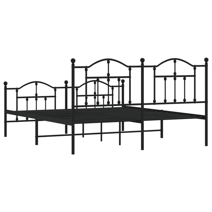 Cadru pat fără saltea, tăblie de picioare negru 180x200cm metal - WALTI WALTI