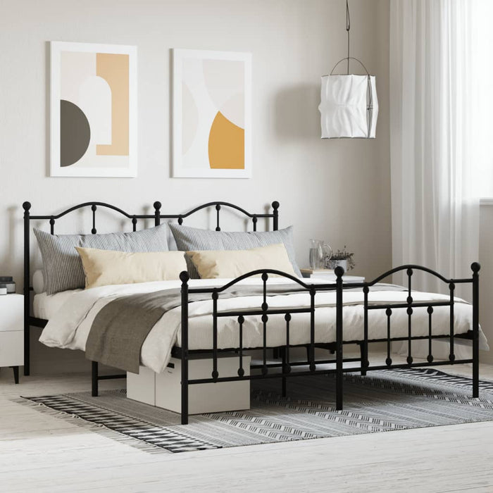 Cadru pat fără saltea, tăblie de picioare negru 180x200cm metal - WALTI WALTI