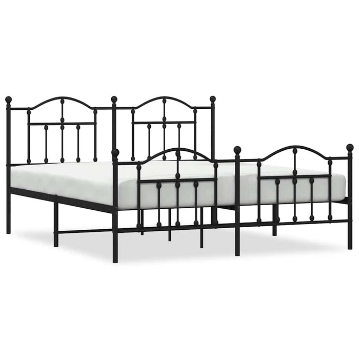 Cadru pat metalic cu tăblii de cap/picioare, negru, 183x213 cm - WALTI WALTI