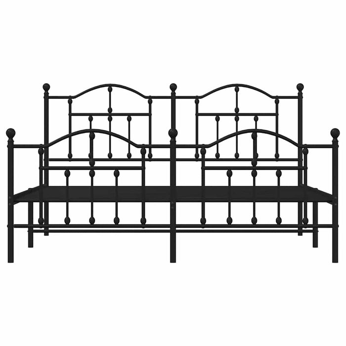 Cadru pat metalic cu tăblii de cap/picioare, negru, 183x213 cm - WALTI WALTI