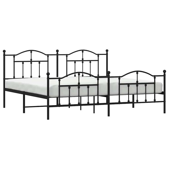 Cadru pat metalic cu tăblii de cap/picioare, negru, 200x200 cm WALTI