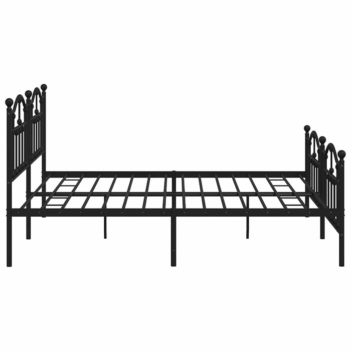 Cadru pat metalic cu tăblii de cap/picioare, negru, 200x200 cm WALTI