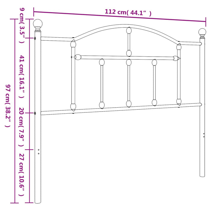 Tăblie de pat de schimb metalică, negru, 107 cm WALTI