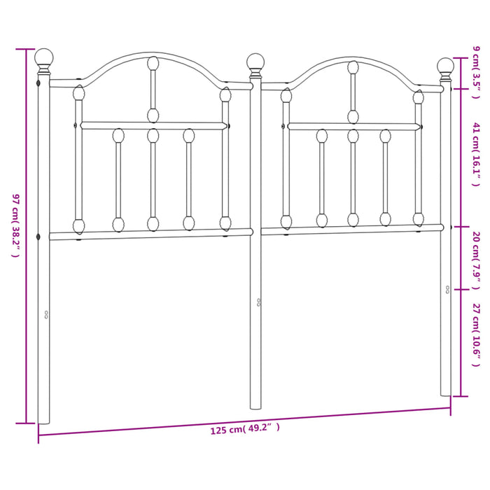 Tăblie de pat de schimb metalică, negru, 120 cm WALTI