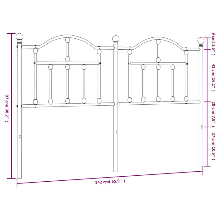 Tăblie de pat de schimb metalică, negru, 135 cm WALTI