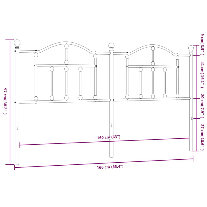 Tăblie de pat de schimb metalică, negru, 160 cm WALTI