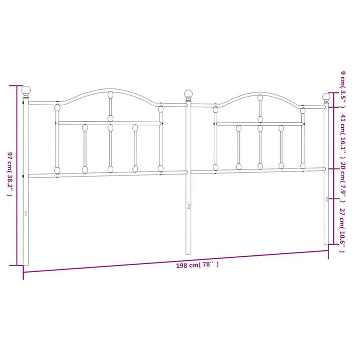 Tăblie de pat de schimb metalică, negru, 193 cm WALTI
