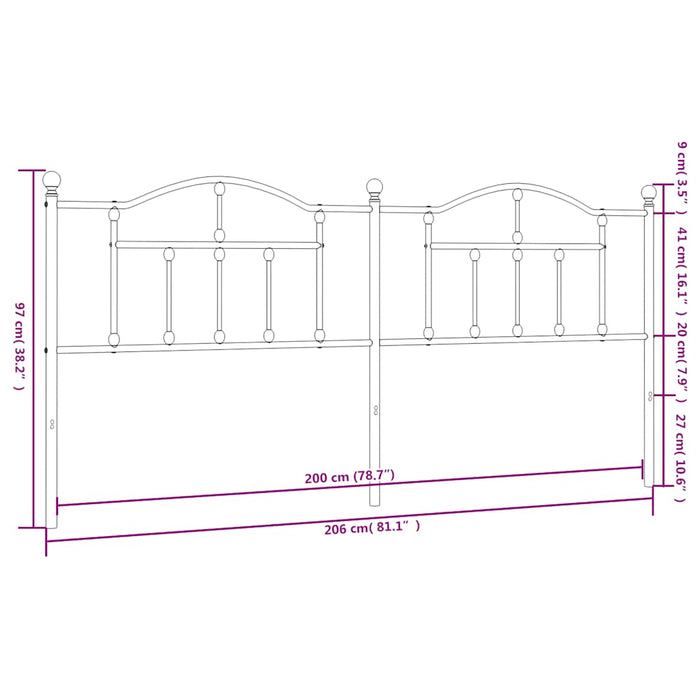 Tăblie de pat de schimb metalică, negru, 200 cm WALTI