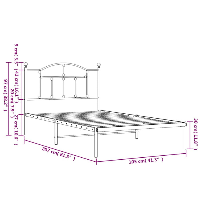 Cadru de pat din metal cu tăblie, alb, 100x200 cm - WALTI WALTI