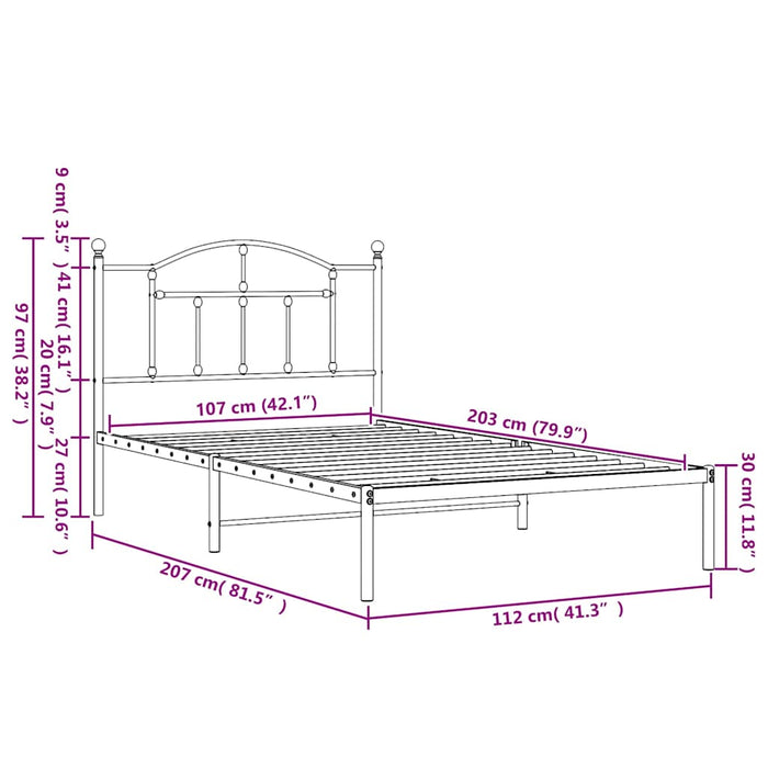 Cadru de pat din metal cu tăblie, alb, 107x203 cm - WALTI WALTI