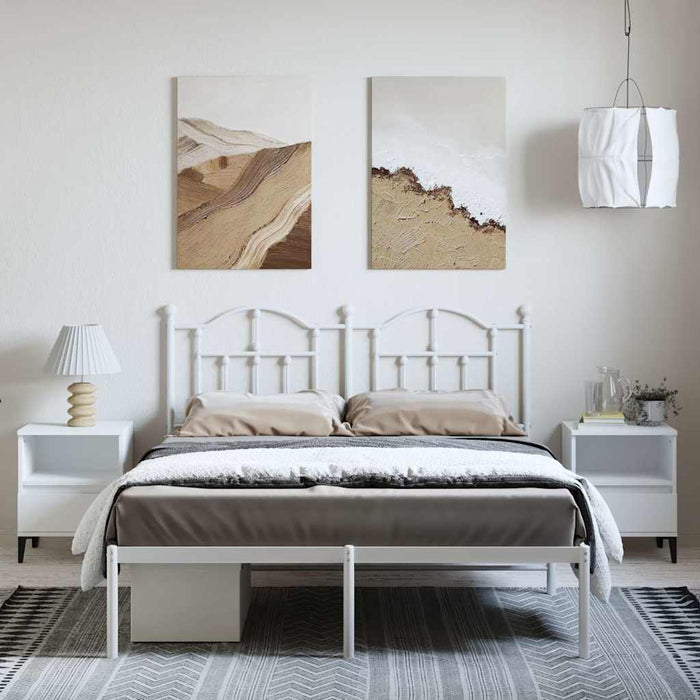 Cadru de pat metalic cu tăblie, alb, 150x200 cm - WALTI WALTI