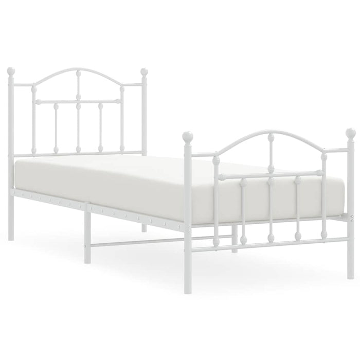 Cadru de pat metalic cu tăblie de cap/picioare, alb, 90x190 cm WALTI