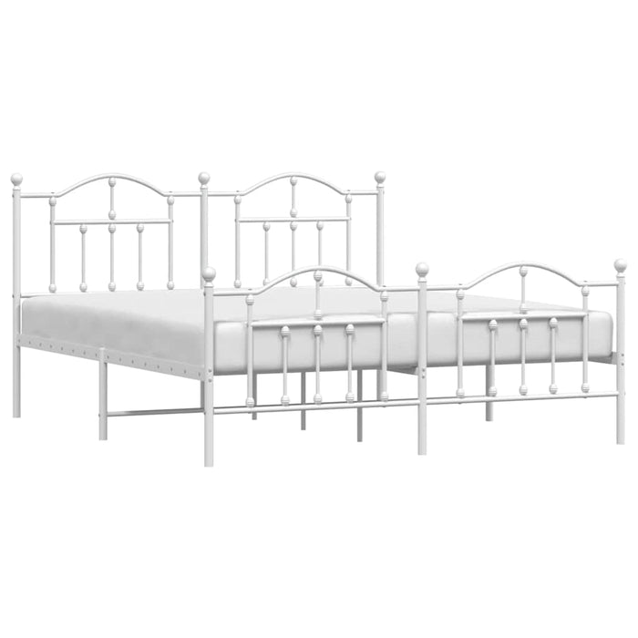 Cadru de pat metalic cu tăblie de cap/picioare, alb, 183x213 cm - WALTI WALTI