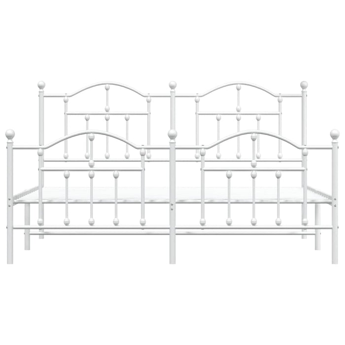 Cadru de pat metalic cu tăblie de cap/picioare, alb, 183x213 cm - WALTI WALTI