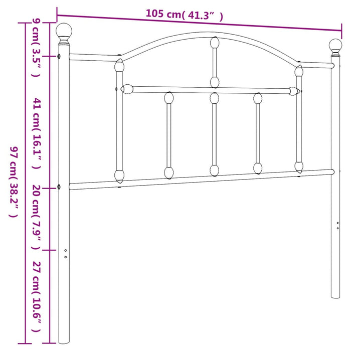 Tăblie de pat metalică, alb, 100 cm - WALTI WALTI