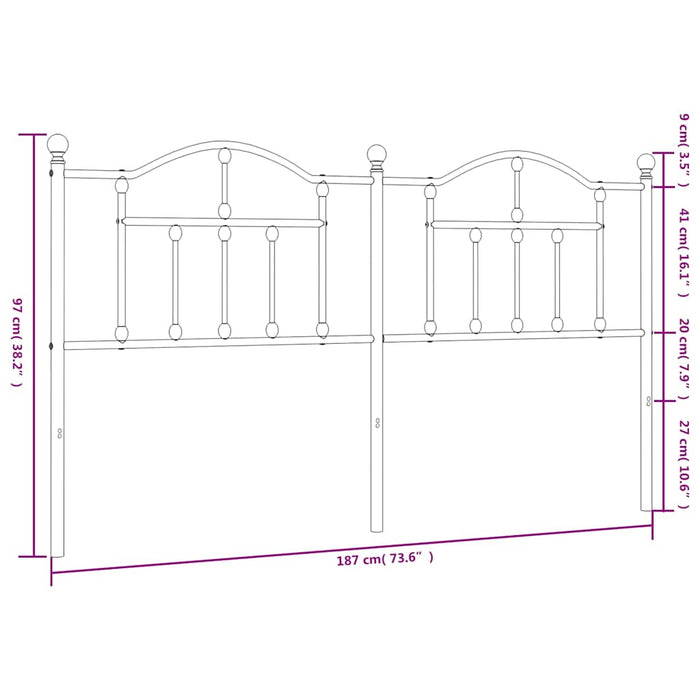 Tăblie de pat de schimb metalică, alb, 180 cm WALTI