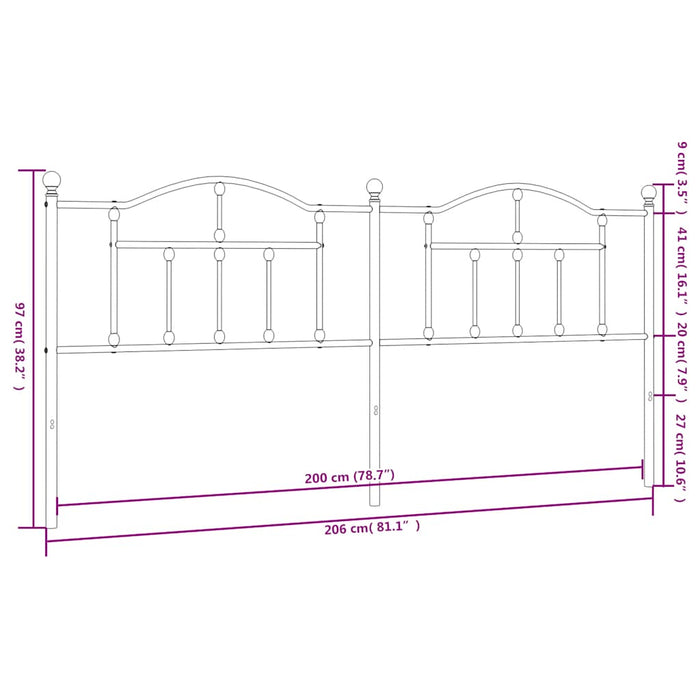 Tăblie de pat de schimb metalică, alb, 200 cm WALTI