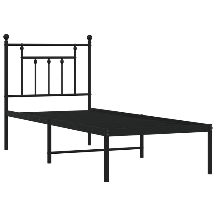 Cadru de pat metalic cu tăblie, negru, 75x190 cm - WALTI WALTI